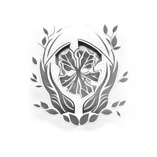 Cracked Gravestone With Black And Yellow Leaves Surrounding It