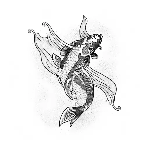 Koi Fish Swimming Around A Katana