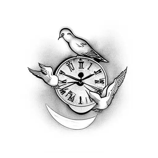 Doves With Clock With Tombstone With October 1 2016 For Forearm