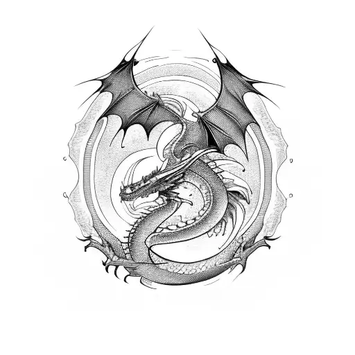 Dragon With Moon And Magic Energy