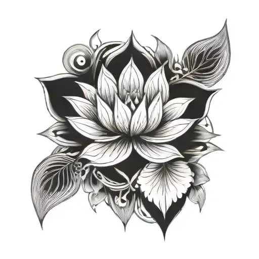 Subtle Lotus Flower Merged With Ace Of Spade Tribal