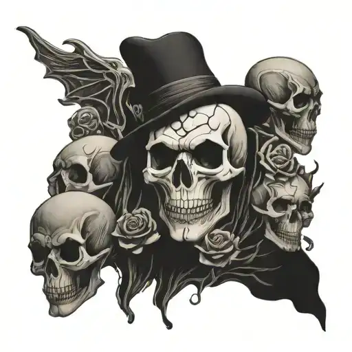 Ghost With Some Skulls Representing Dark Periods