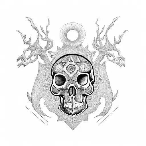 Animal Skull With Magic Mushrooms