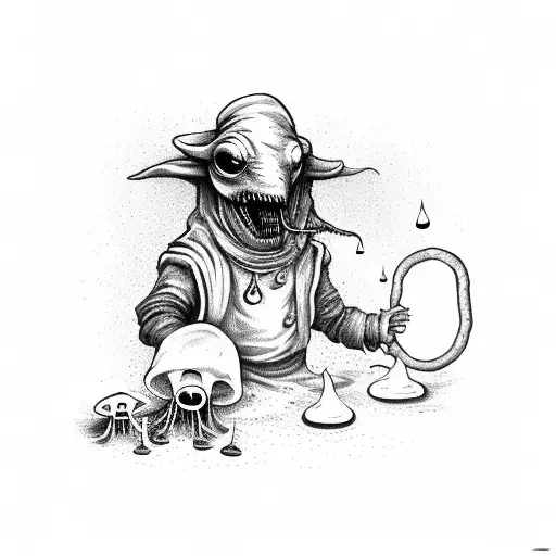 Hyper Realism Horrifying Plague Doctor Holding Lantern Rotting Surrounded By Mushrooms And Ghosts