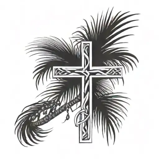 A Cross Made Of Intertwined Palm Tree Branches