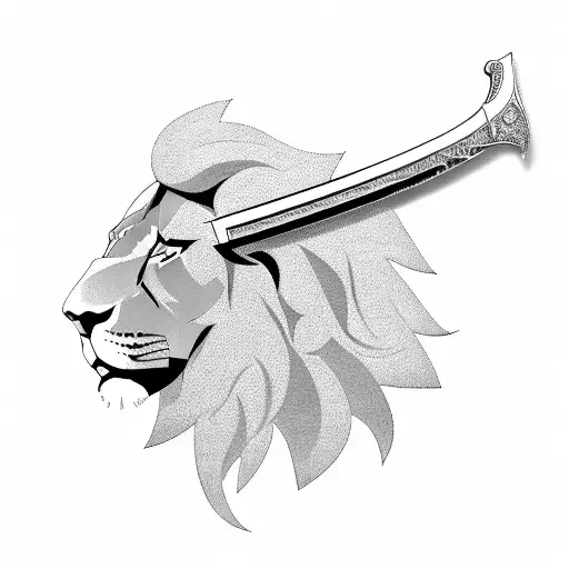 Sword With Lion Silhouette