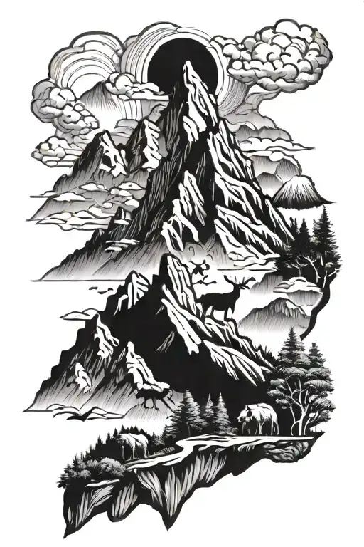 Mountain With Animals