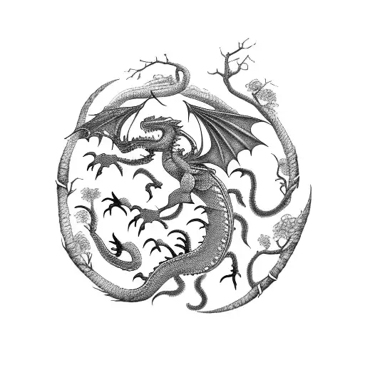 Tree Of Life With A Wyvern Dragon