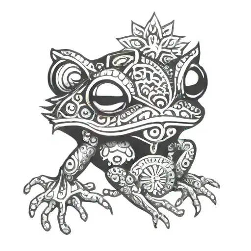 Frog Wearing Aztec War Mask