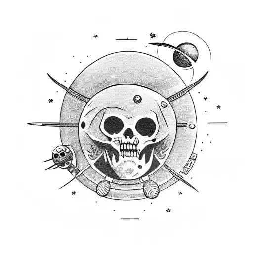 Dead Astronaut With Planets On Dark Background D