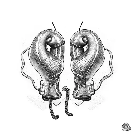 A Fierce Snake Coiled Around A Pair Of Boxing Gloves