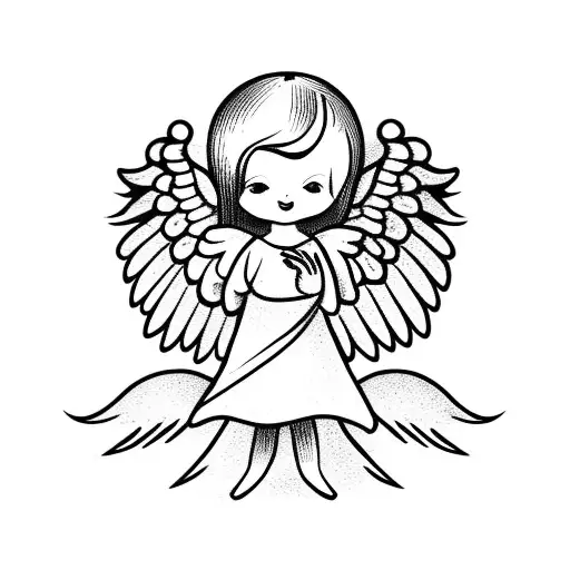 Cute Small Angel With Wings Praying
