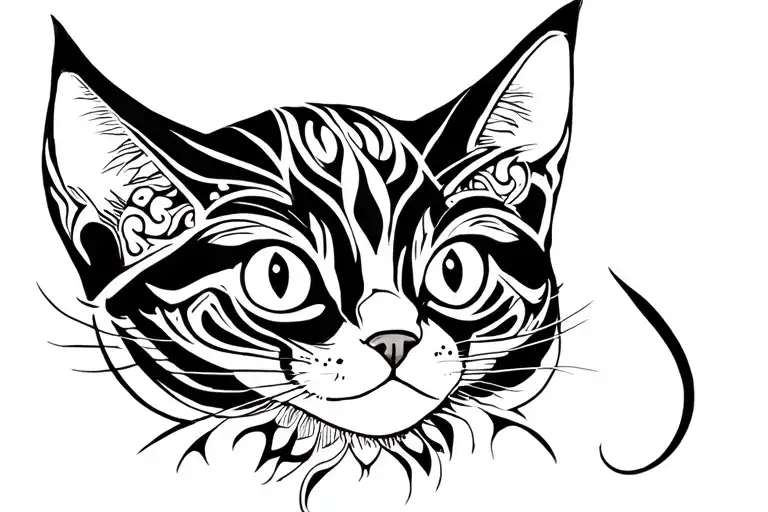Cat Tribal Design Memorial Piece