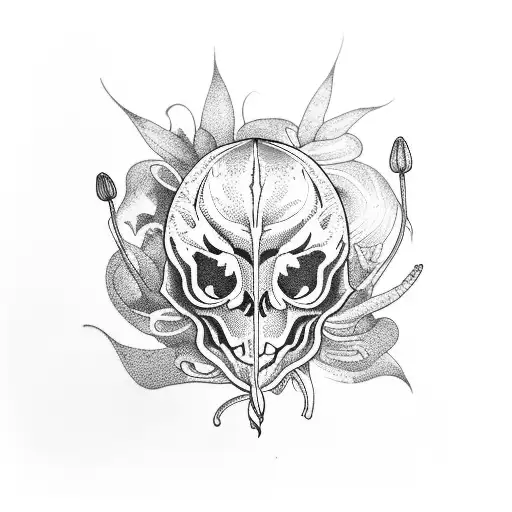 Utahraptor Skull With Sego Lily's Around It