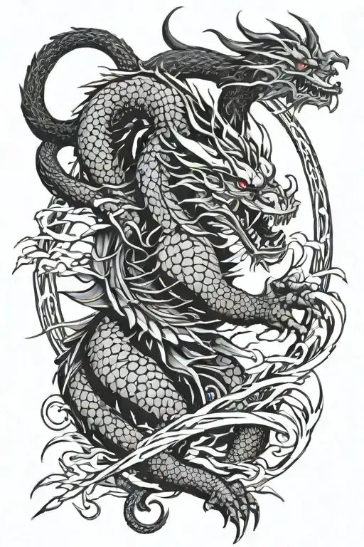 Samurai Fighting Dragon Wrapped