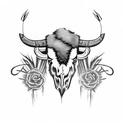 Bison Skull With Sagebrush