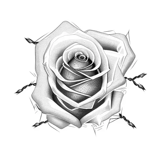 Rose Wrapped In Barbed Wire At The Stem