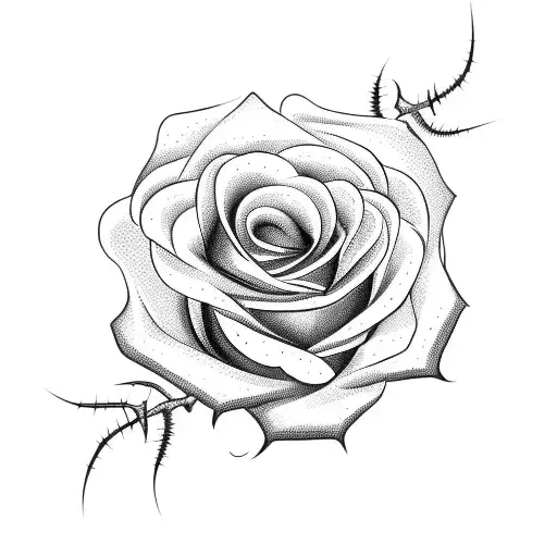 Barbed Wire Rose With Stem Of Rose