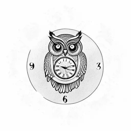 An Owl Perched On A Clock With A Bible Verse Incorporated Into The Design