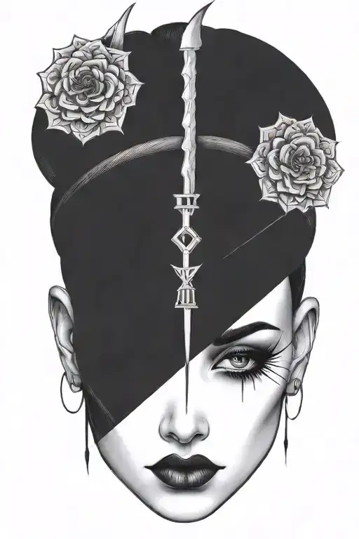 Impaled Head Of A Woman With Black Eyes