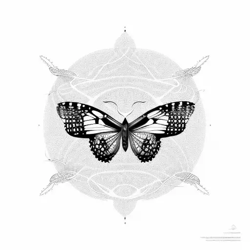 A Beautiful Butterfly With Hair-like Patterns Flying Over The Atlanta Ga Skyline