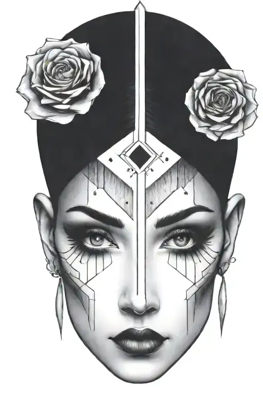 Impaled Head Of A Woman With Black Eyes