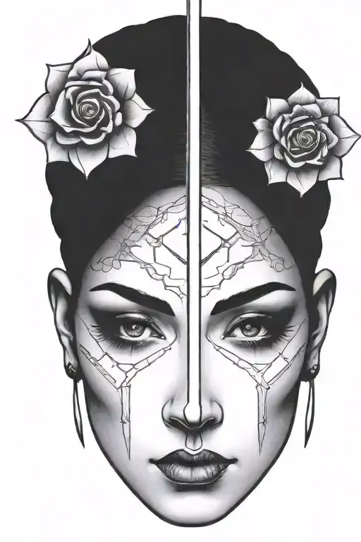 Impaled Head Of A Woman With Black Eyes