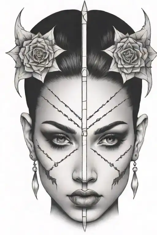 Impaled Head Of A Woman With Black Eyes