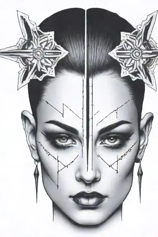 Impaled Head Of A Woman With Black Eyes