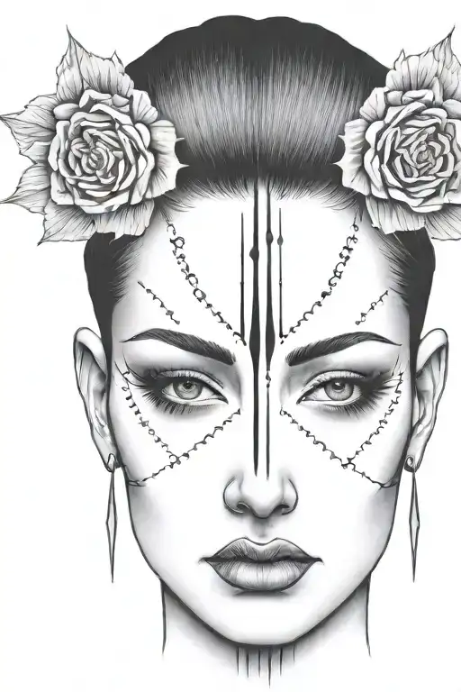 Impaled Head Of A Woman With Black Eyes