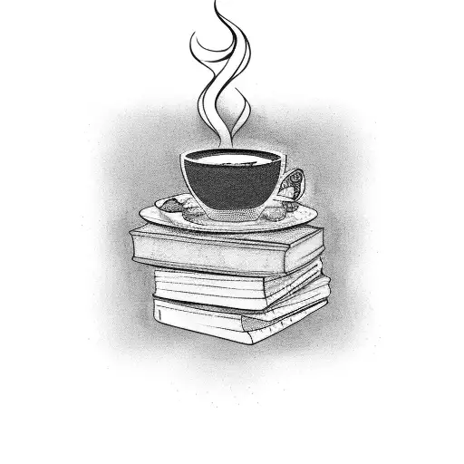 A Stack Of Books With A Steaming Cup Of Coffee On Top