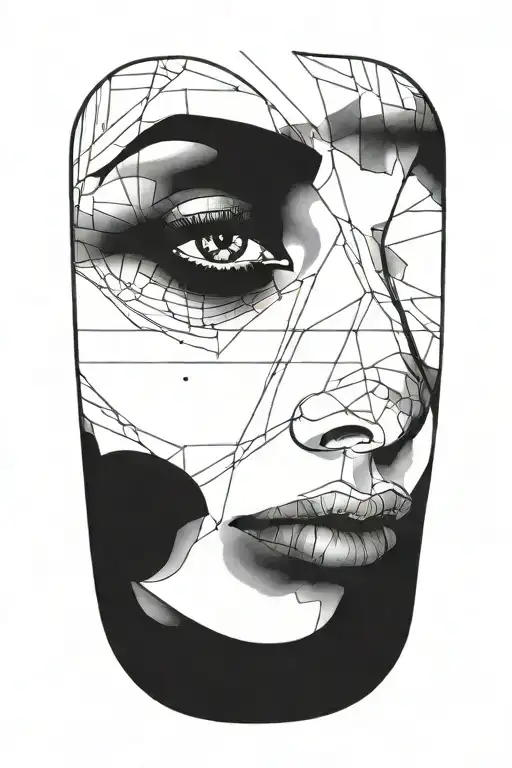 Head Of A Woman With Solid Black Eyes Simple