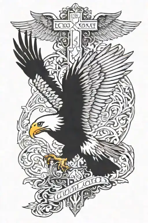 Cross And Eagle With Name