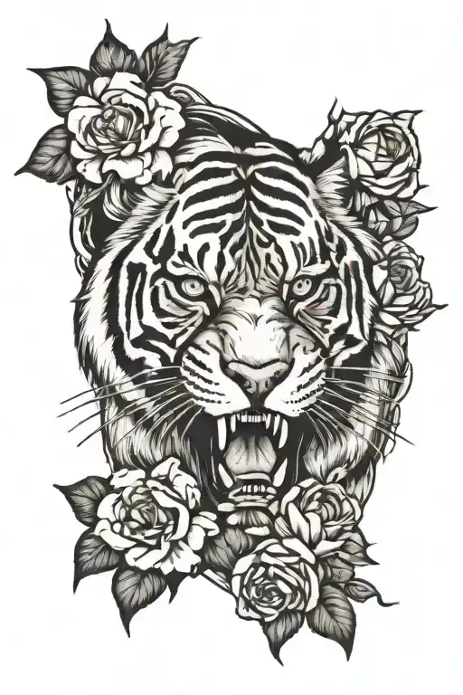 Sabertooth Tiger With Flowers Around It