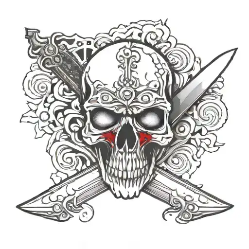 Skull Knife Blade Blood