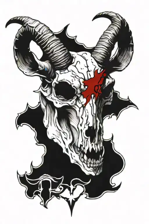 Goat Skull With Flesh Blood