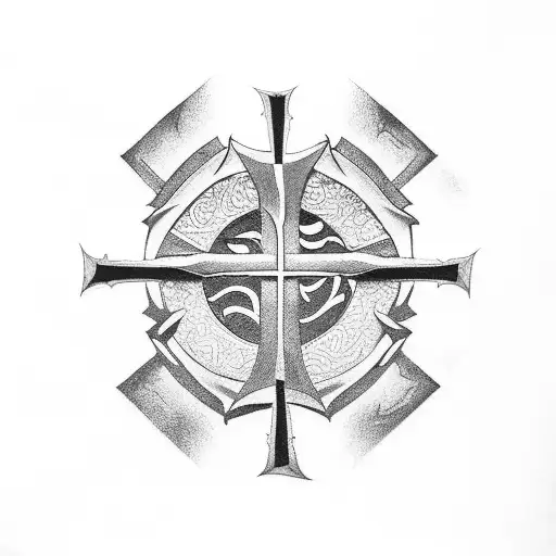 Three Christian Cross In Mountain