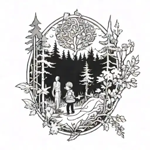 Young Boy In Forest Scene