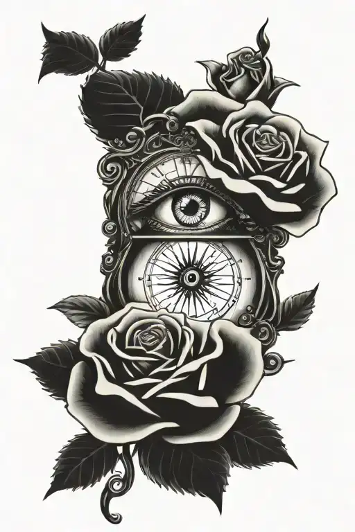 Eye Above The Scales Wrapped In A Rose