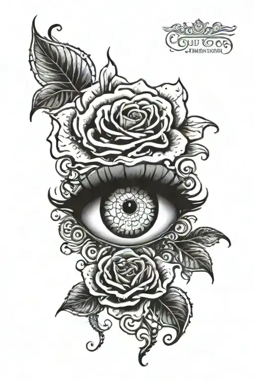 Scales Under The Eye And A Rose Enveloping The Scales