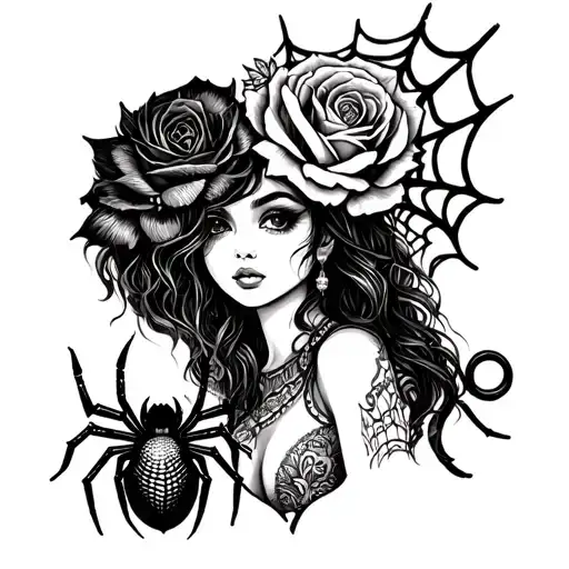 Girl Chicano With Rosa And Spider Lets The Web