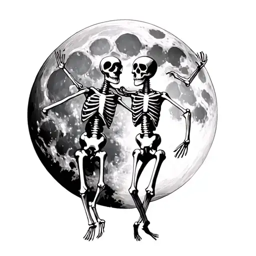 2 Skeletons Dancing Under The Full Moon