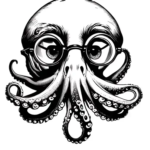Minimalistic Octopus With John Lennon Round Glasses