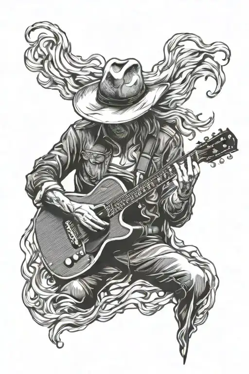 Faceless Cowboy With Guitar Transforming Raw Material