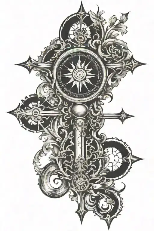 Cross With Compass In The Middle