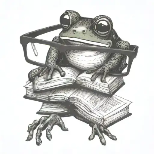 Frog Books Glasses Reading A Book