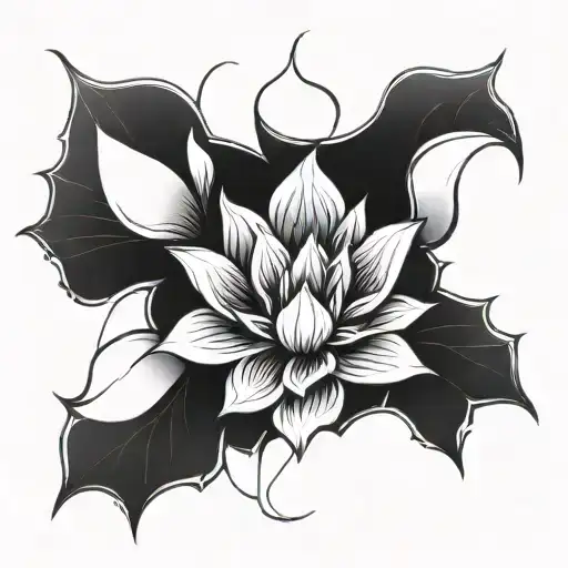 Skull With Lotus Flower