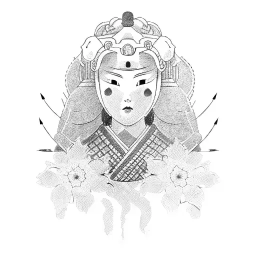 Female Samurai With Cherryblossom