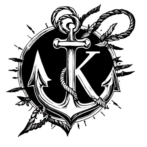 Anchor Tatoo With Letter K & K