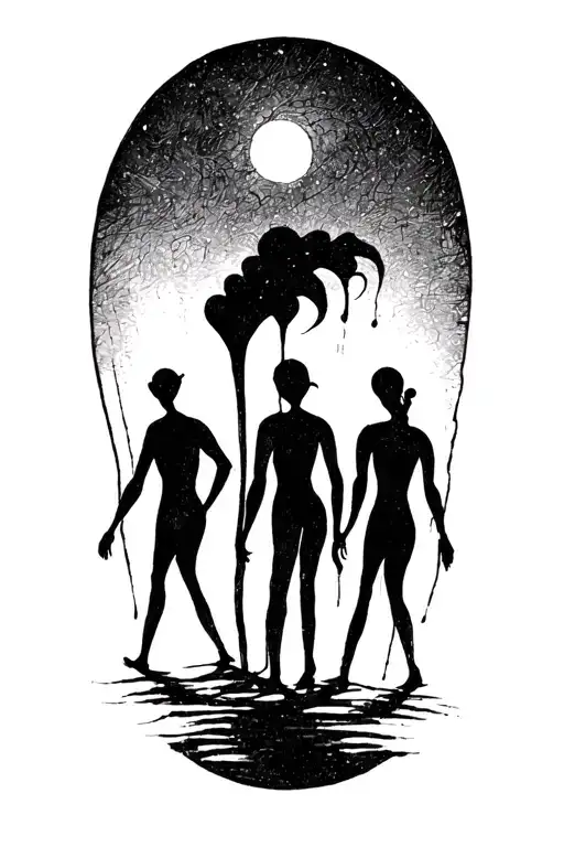 3 Stick Figures Walking Along